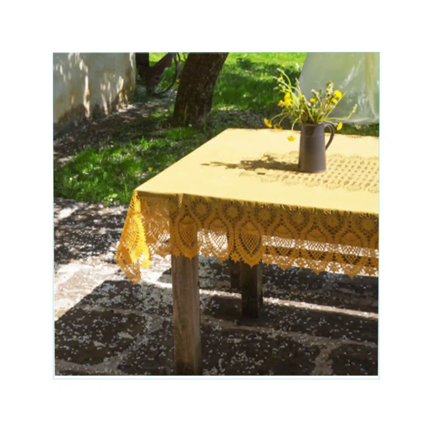 FIORIRA UN GIARDINO VINYL LACE TABLECLOTH - SUNFLOWER (59" X 104")