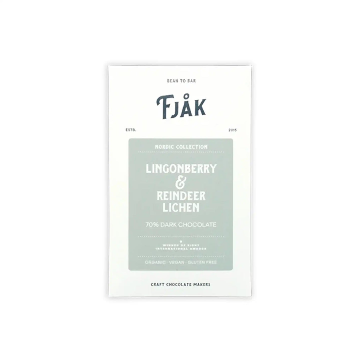 FJAK LINGONBERRY & REINDEER LICHEN 70% DARK CHOCOLATE 60g