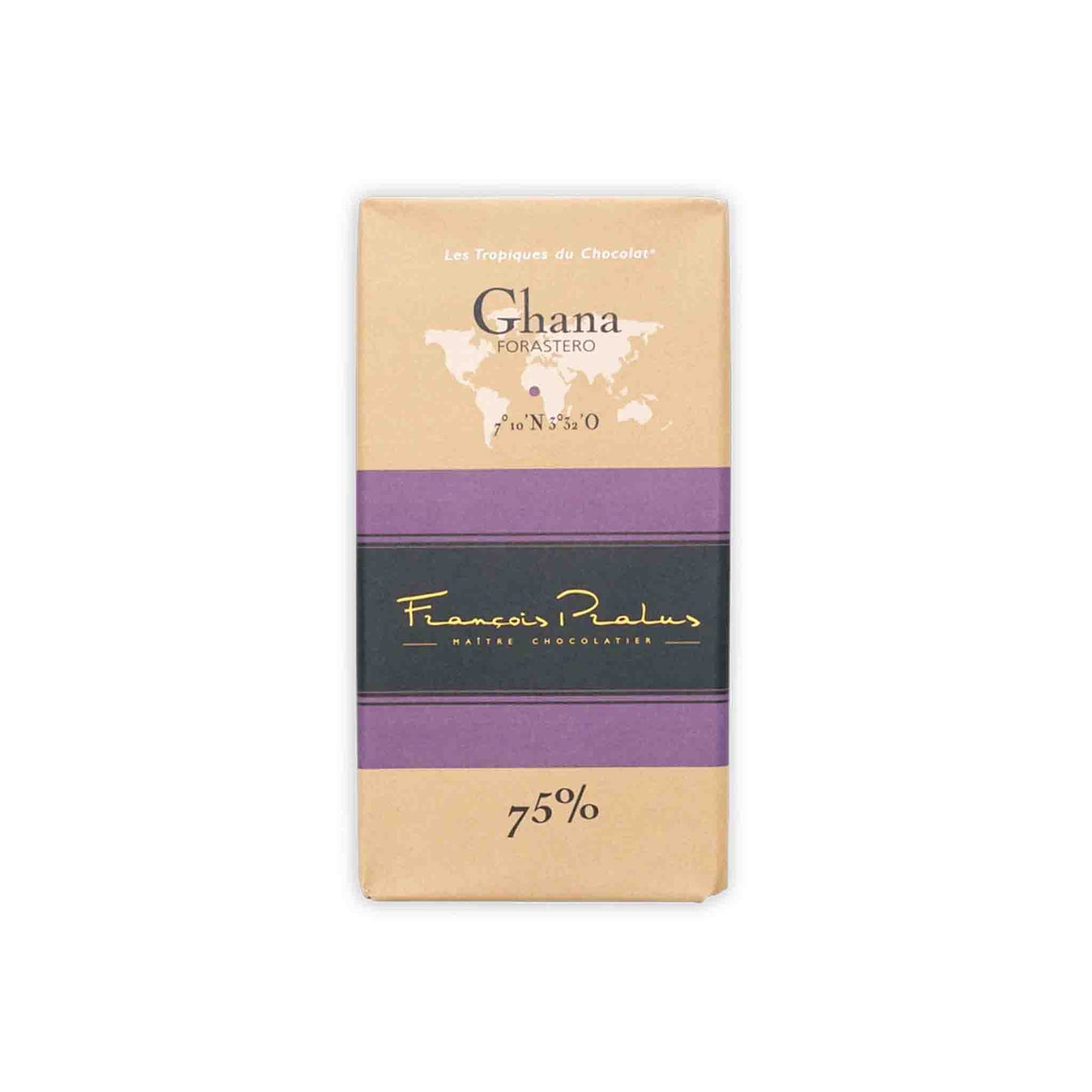 FRANCOIS PRALUS GHANA 75% DARK CHOCOLATE 100g