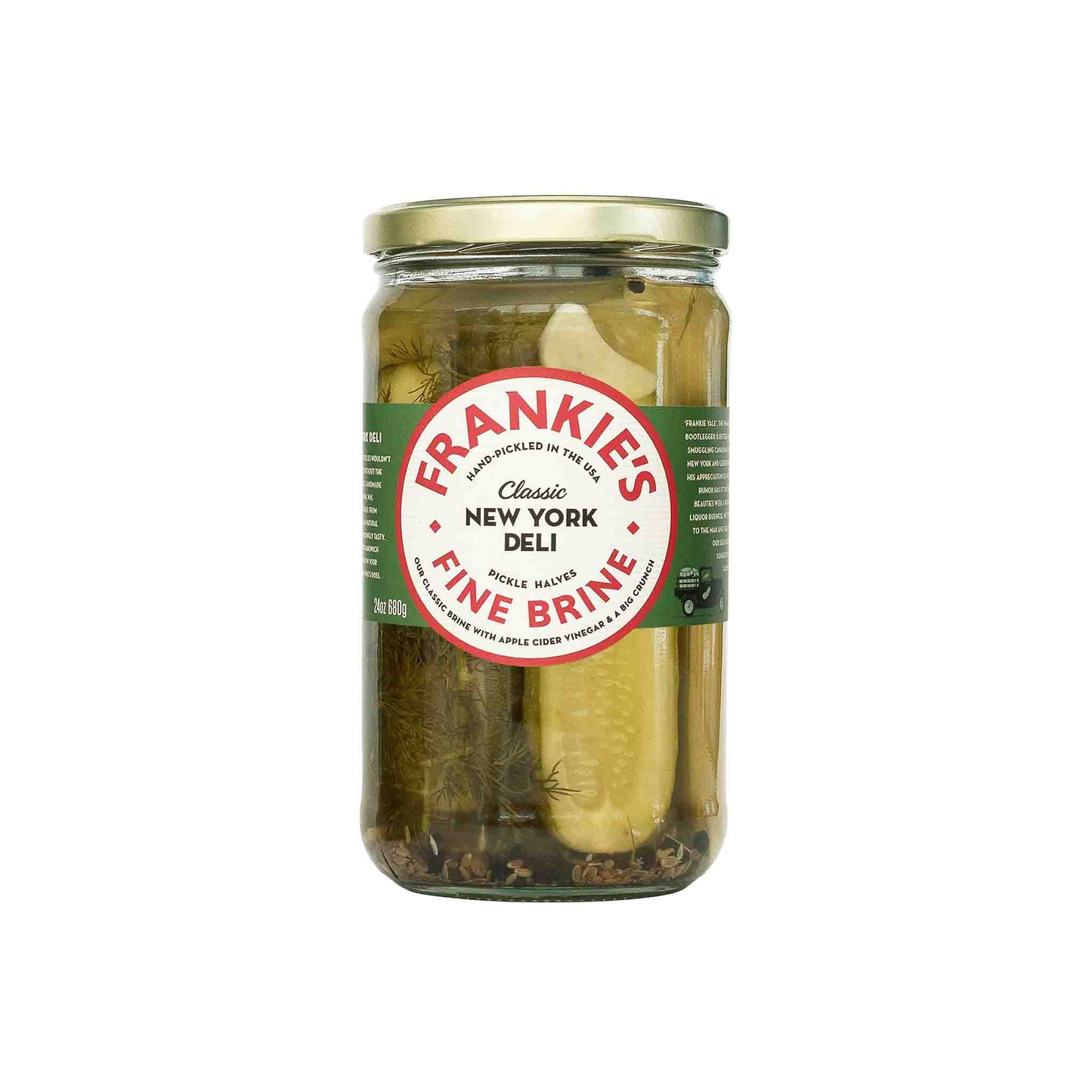 FRANKIE'S FINE BRINE NEW YORK DELI PICKLE HALVES 24oz