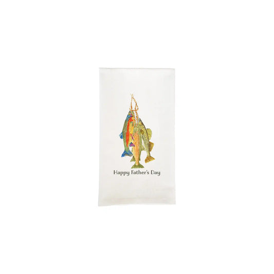 FRENCH GRAFFITI HAPPY FATHER'S DAY CATCHING LAKE FISH DISH TOWEL
