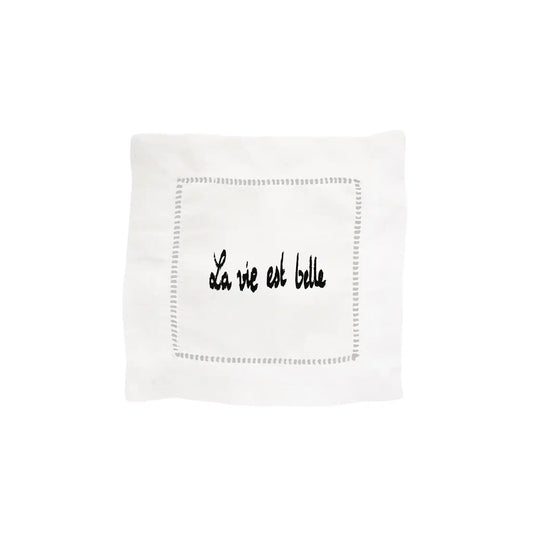FRENCH GRAFFITI ORIGINAL LA VIE EST BELLE LINEN COCKTAIL NAPKINS 4 COUNT
