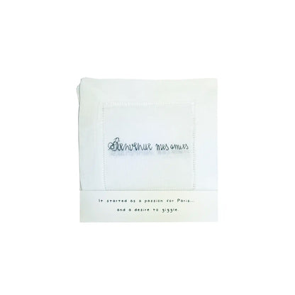 FRENCH GRAFFITI "BIENVENUE MES AMIES" COCKTAIL NAPKINS SET OF 4