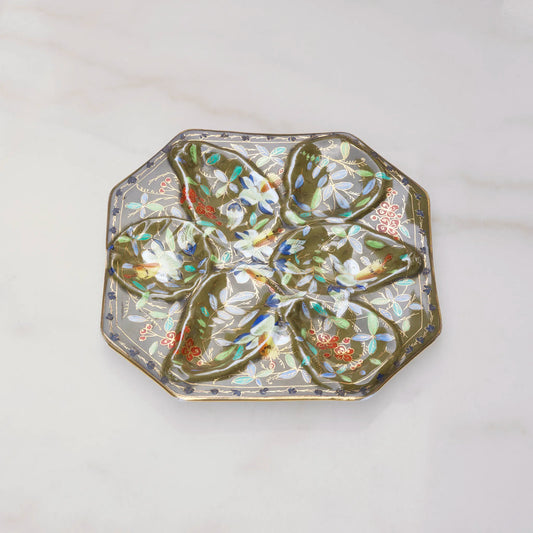 VINTAGE GERMAN OSCAR GUTHERZ OYSTER PLATE - FLORAL