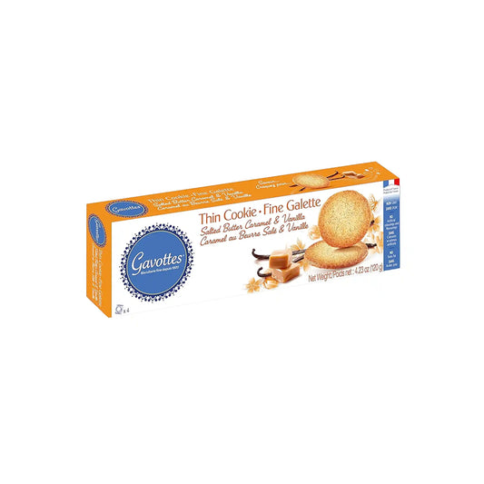 GAVOTTES THIN SALTED BUTTER CARAMEL AND VANILLA COOKIES 120g
