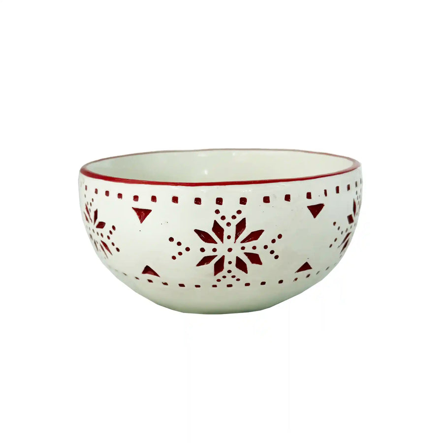GIFTCRAFT CHRISTMAS BOWL - WHITE/RED