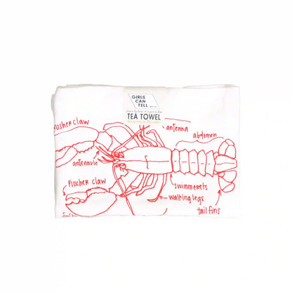 GIRLS CAN TELL LOBSTER TEA TOWEL