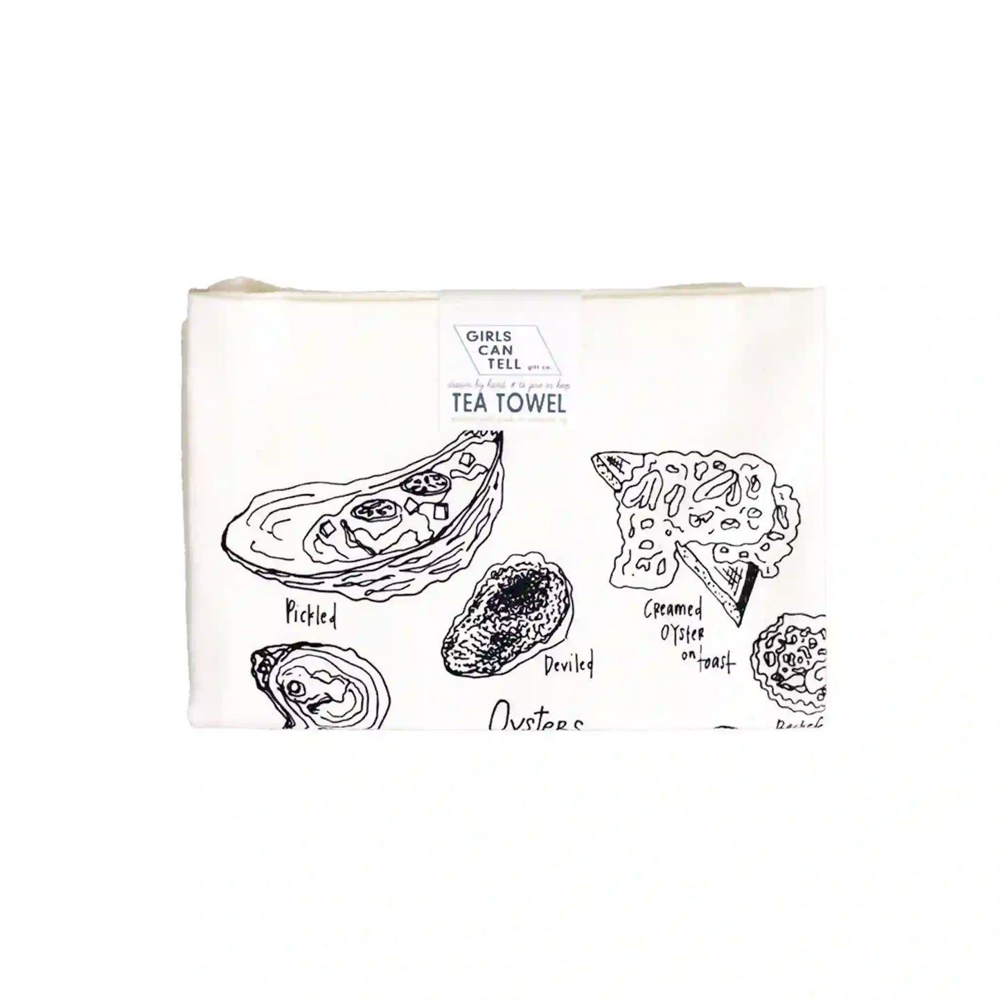 GIRLS CAN TELL OYSTER PREPARATIONS TEA TOWEL