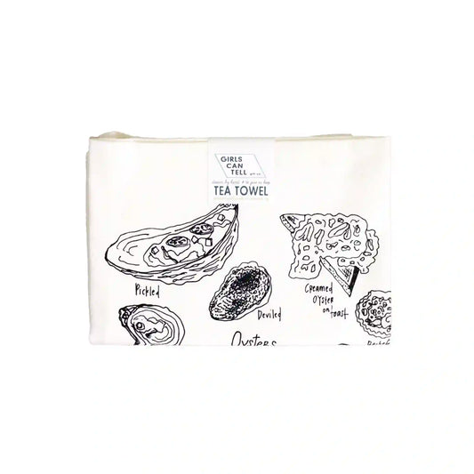GIRLS CAN TELL OYSTER PREPARATIONS TEA TOWEL