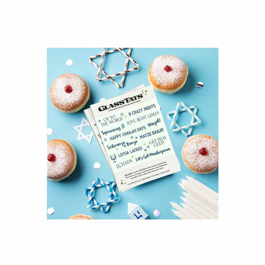 GLASS TATS 12 HANUKKAH DRINK MARKERS