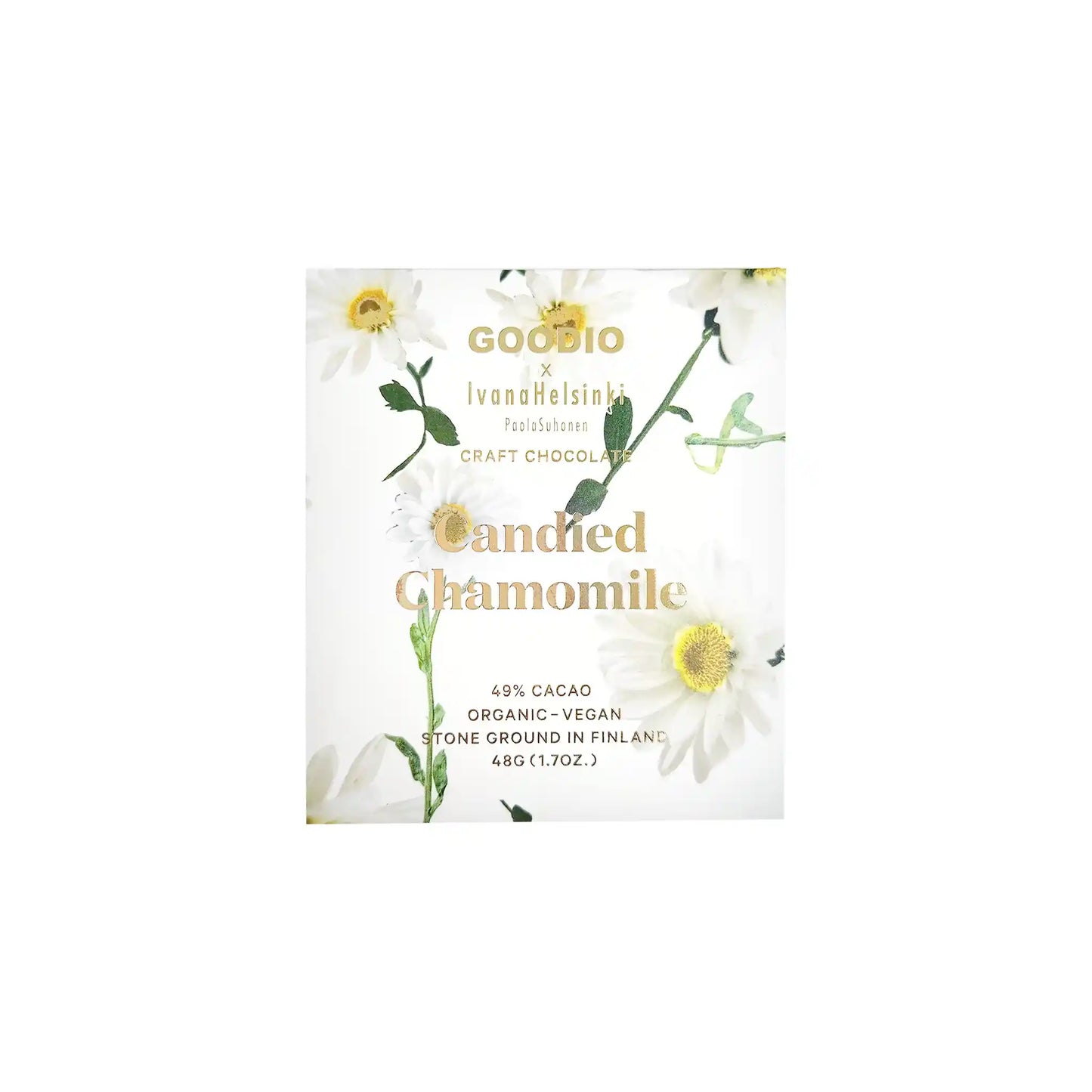 GOODIO X IVANA HELSINKI CANDIED CHAMOMILE CHOCOLATE 49% 48g
