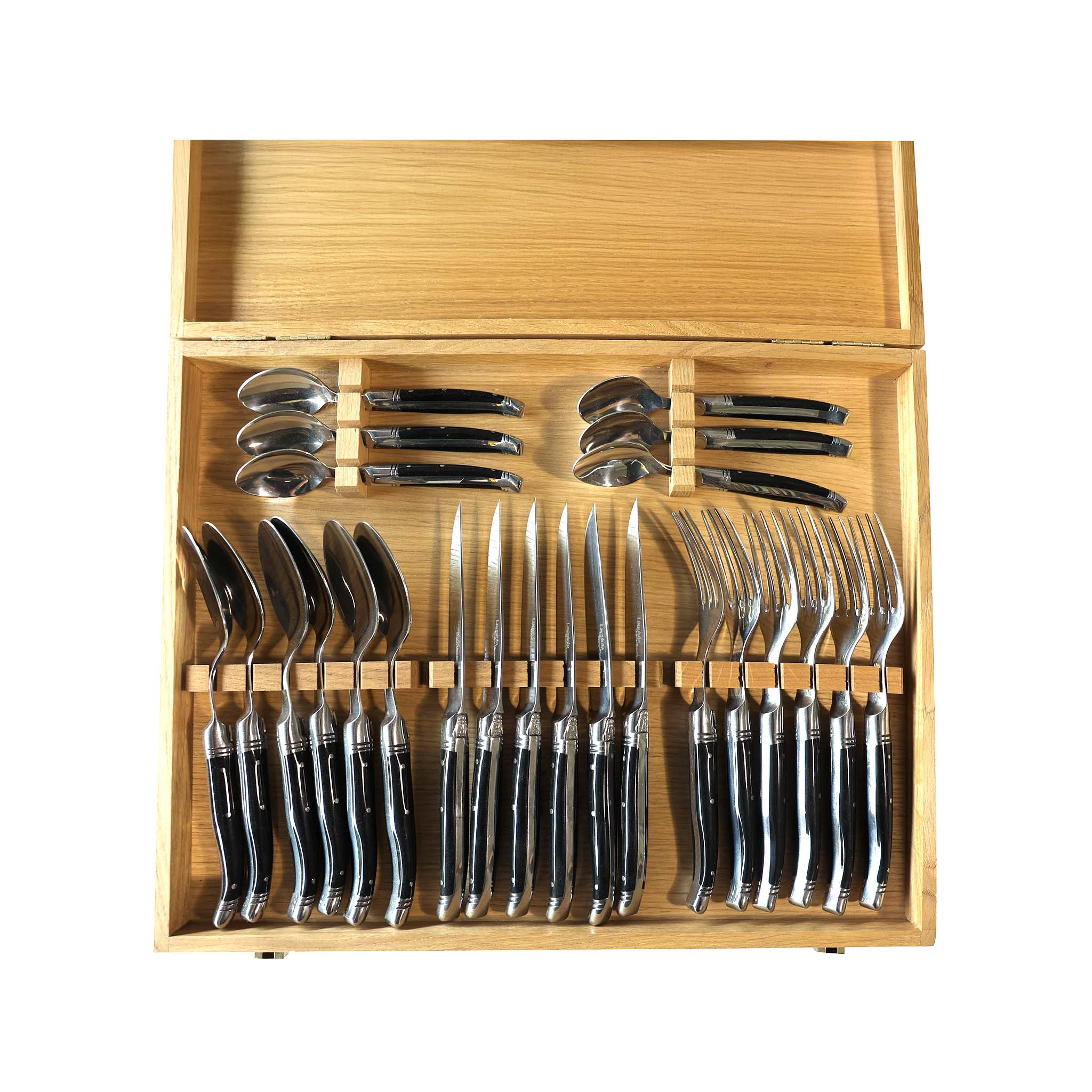 GOYON CHAZEAU 24 PIECE LAGUIOLE AVANTAGE BLACK FLATWARE SET