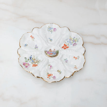Hutschenreuther oyster plate with scenic couple picnic motif