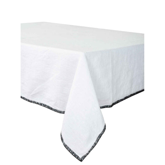 HAOMY LURI LINEN TABLECLOTH - BLANC (63"X63")