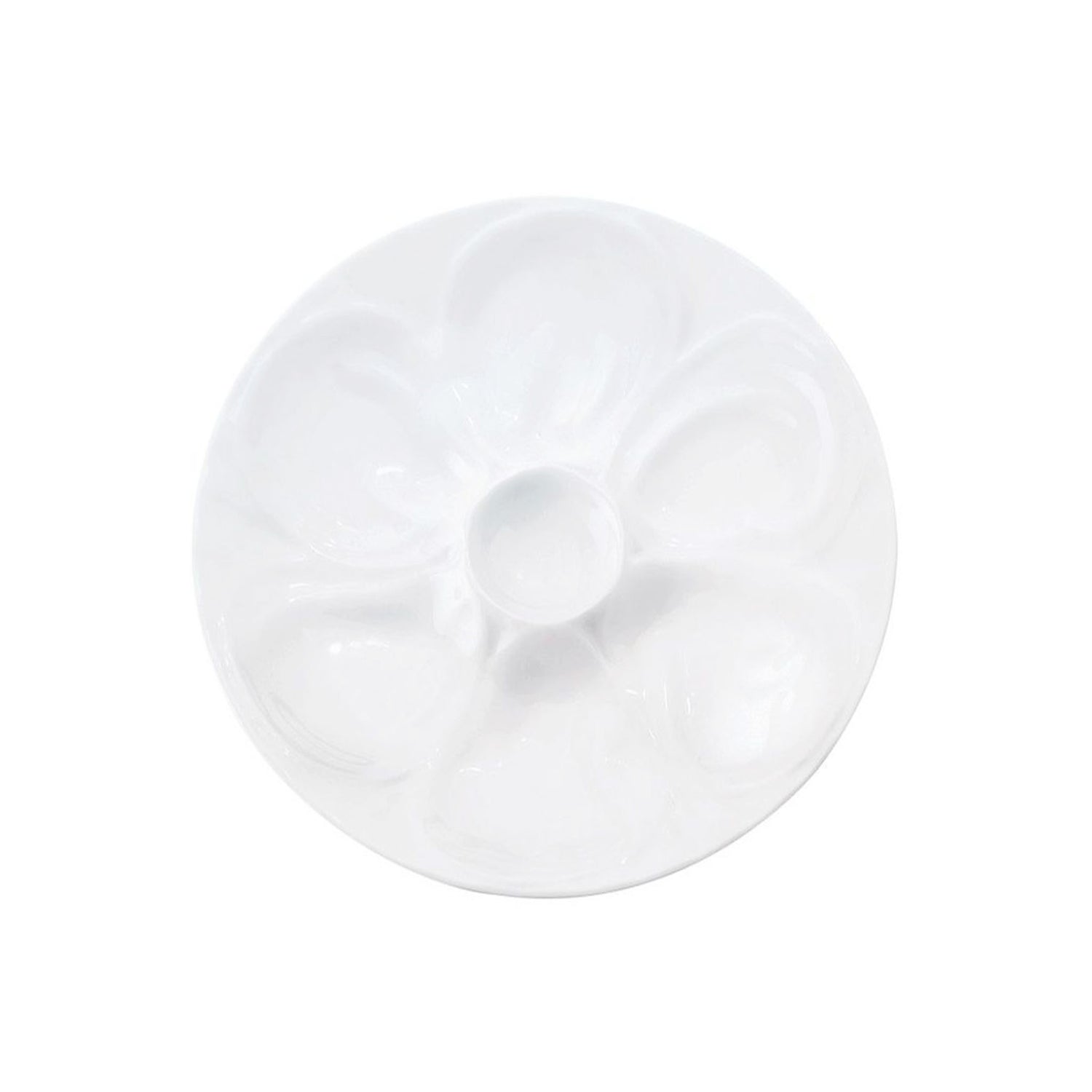 Harold Import Company white ceramic oyster plate with wells
