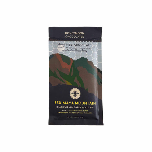 HONEYMOON CHOCOLATES MAYA MOUNTAIN 85% DARK CHOCOLATE 62g