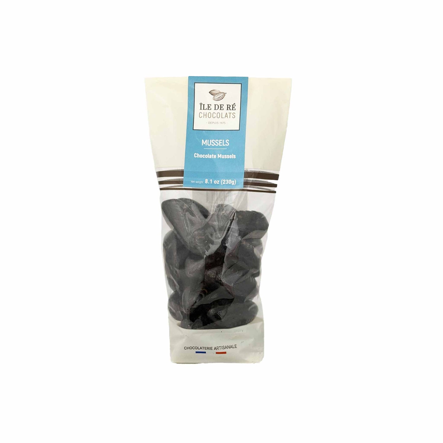 ILE DE RE CHOCOLATS MUSSELS SHAPED MILK CHOCOLATE WITH HAZELNUT PRALINE 230g