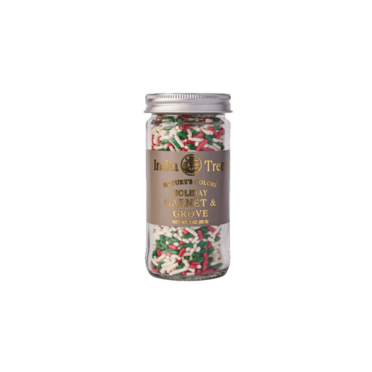 INDIA TREE NATURES COLORS RED WHITE & GREEN SPRINKLES 3oz