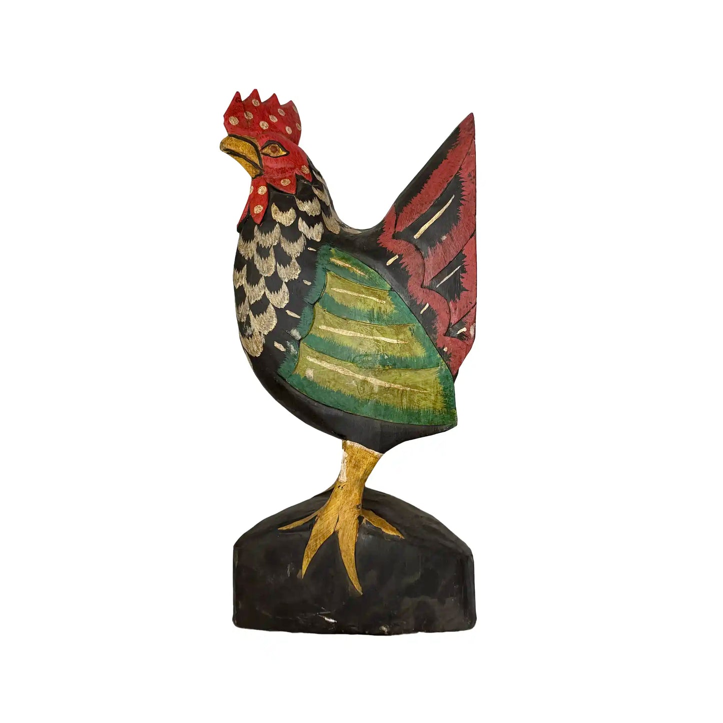 INDUS WOODEN ROOSTER - GREEN