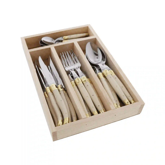 JEAN DUBOST 24 PIECE FLATWARE SET - IVORY/BRASS