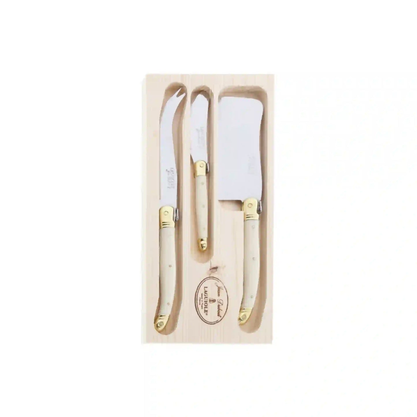 JEAN DUBOST 3 PIECE CHEESE SET - IVORY/BRASS