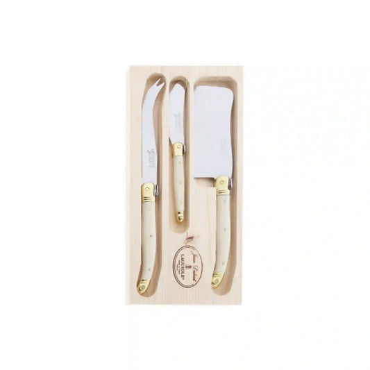 JEAN DUBOST 3 PIECE CHEESE SET - IVORY/BRASS