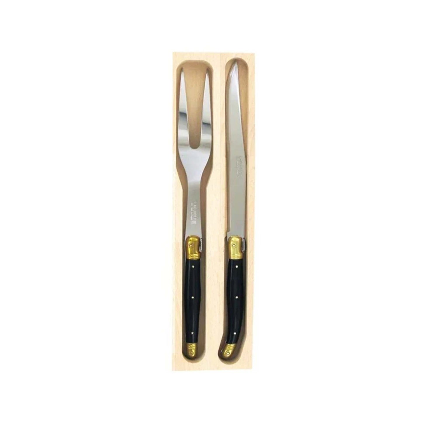 JEAN DUBOST LAGUIOLE CARVING KNIVES SET - BLACK/BRASS