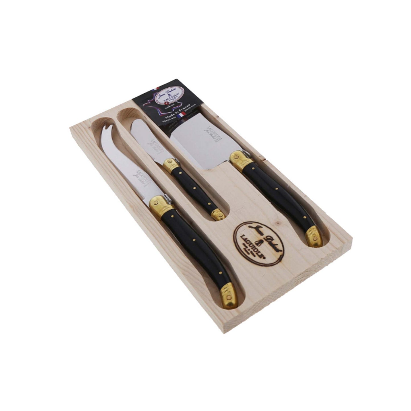 JEAN DUBOST LAGUIOLE CHEESE KNIVES SET - BLACK/BRASS