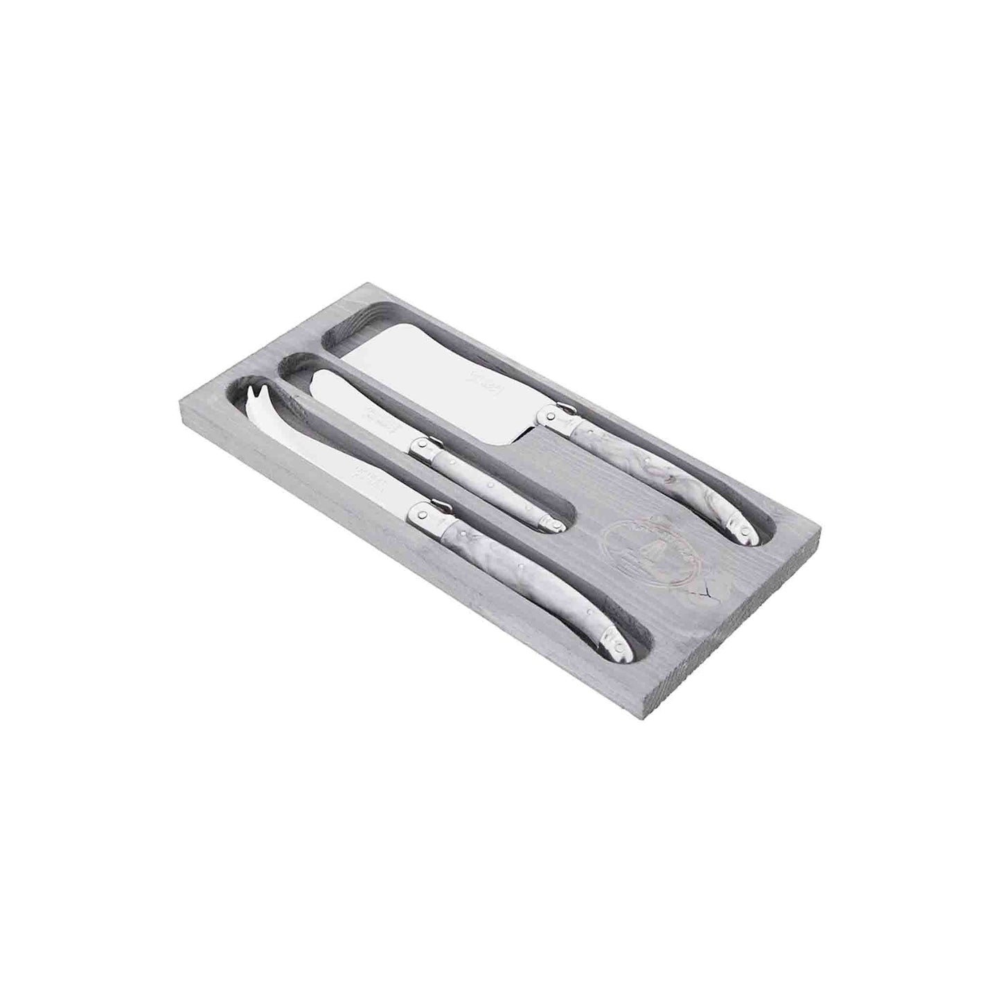 JEAN DUBOST LAGUIOLE MARBLE CHEESE KNIVES SET