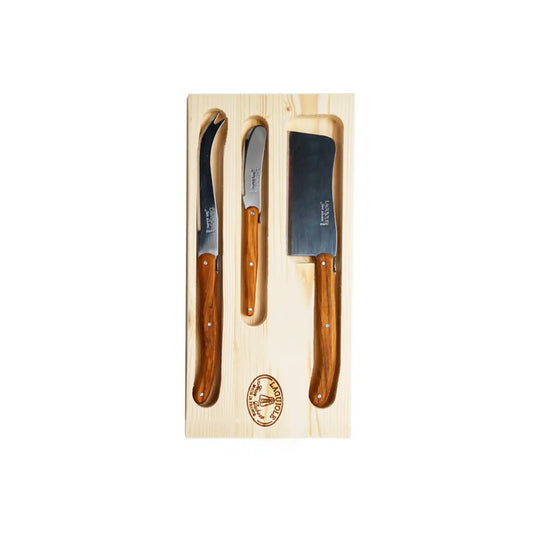 JEAN DUBOST LAGUIOLE OLIVE WOOD CHEESE SET