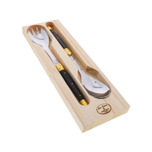 JEAN DUBOST LAGUIOLE SALAD SERVING SET BLACK BRASS