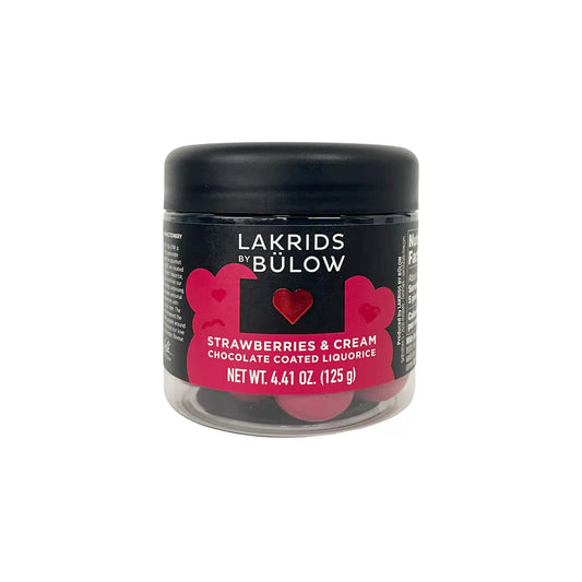 LAKRIDS STRAWBERRIES & CREAM CHOCOLATE COATED LIQUORICE 4.4oz