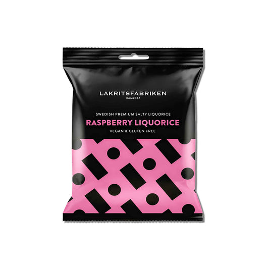 LAKRITSFABRIKEN SALTY SWEDISH VEGAN & SALTY RASPBERRY LICORICE 100g