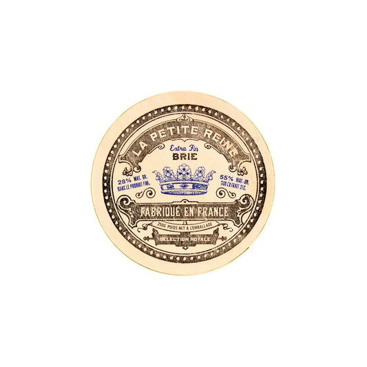 La Petite Reine extra fin French brie cheese, decorative round label, 250g.