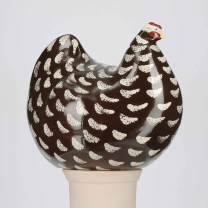 LES CERAMIQUES DE LUSSAN FRENCH HEN - LARGE BLACK SPECKLED WHITE