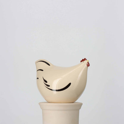 LES CERAMIQUES DE LUSSAN FRENCH POULETTE - MEDIUM SOLID WHITE WITH FEATHERS
