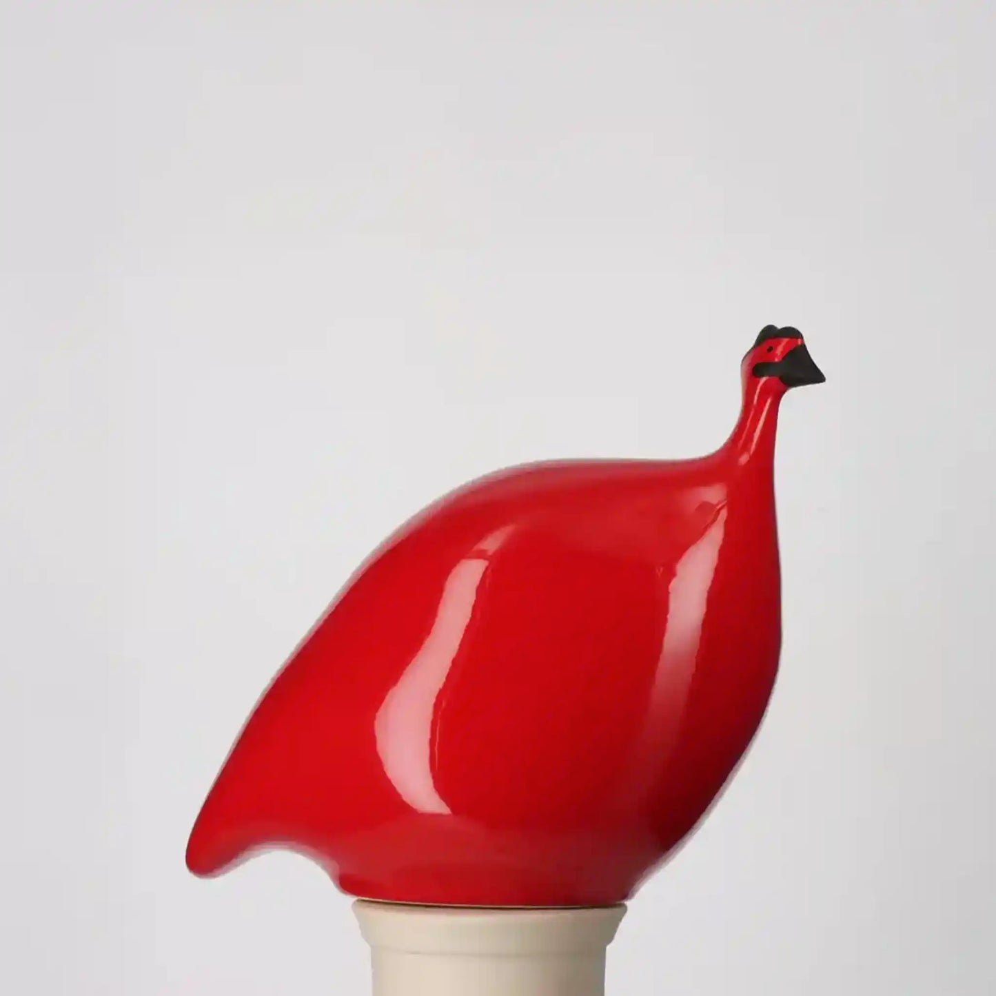 LES CERAMIQUES DE LUSSAN GUINEA FOWL - MEDIUM SOLID RED