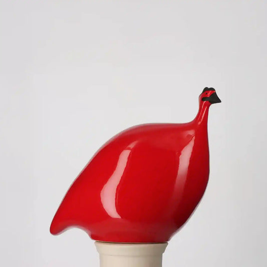 LES CERAMIQUES DE LUSSAN GUINEA FOWL - MEDIUM SOLID RED