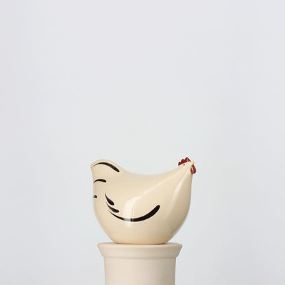 LES CERAMIQUES DE LUSSAN FRENCH POULETTE - SMALL SOLID WHITE WITH FEATHERS