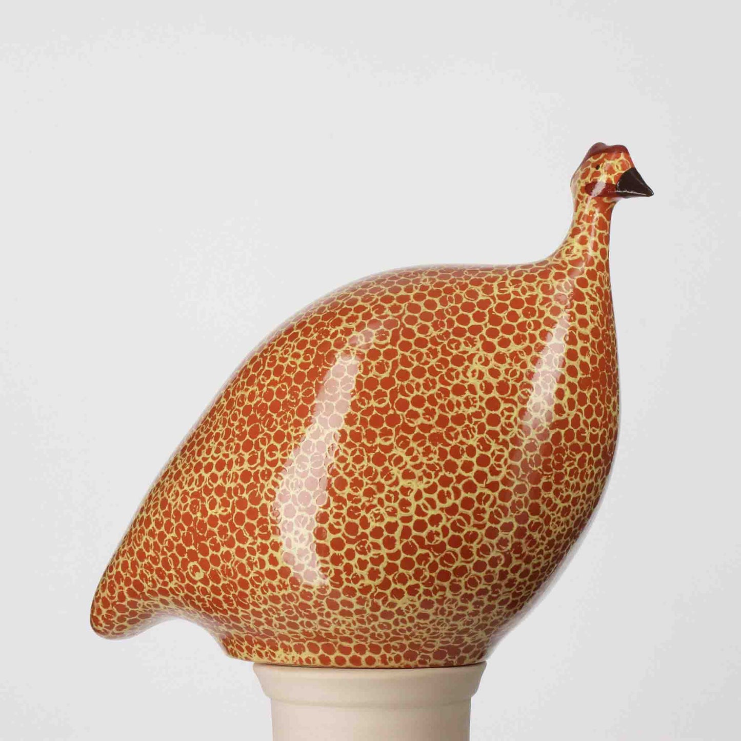 LES CERAMIQUES DE LUSSAN GUINEA FOWL - LARGE RED SPOTTED YELLOW