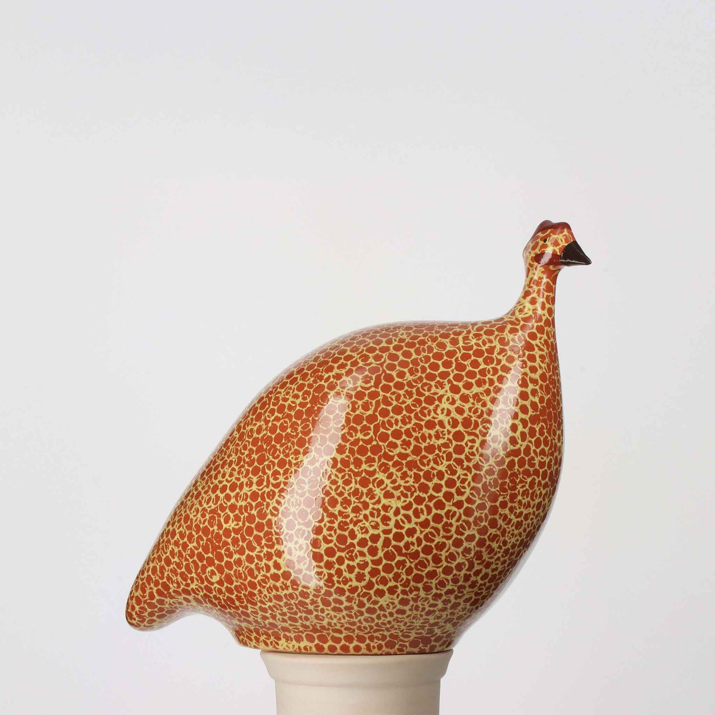 LES CERAMIQUES DE LUSSAN GUINEA FOWL - MEDIUM RED SPOTTED YELLOW