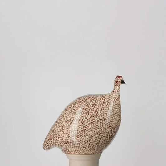 LES CERAMIQUES DE LUSSAN GUINEA FOWL - SMALL WHITE SPOTTED BORDEAUX