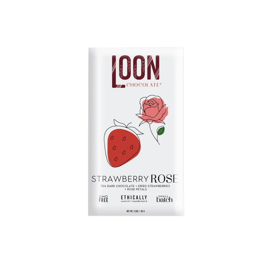 LOON 70% DARK CHOCOLATE WITH STRAWBERRY & ROSE 70g