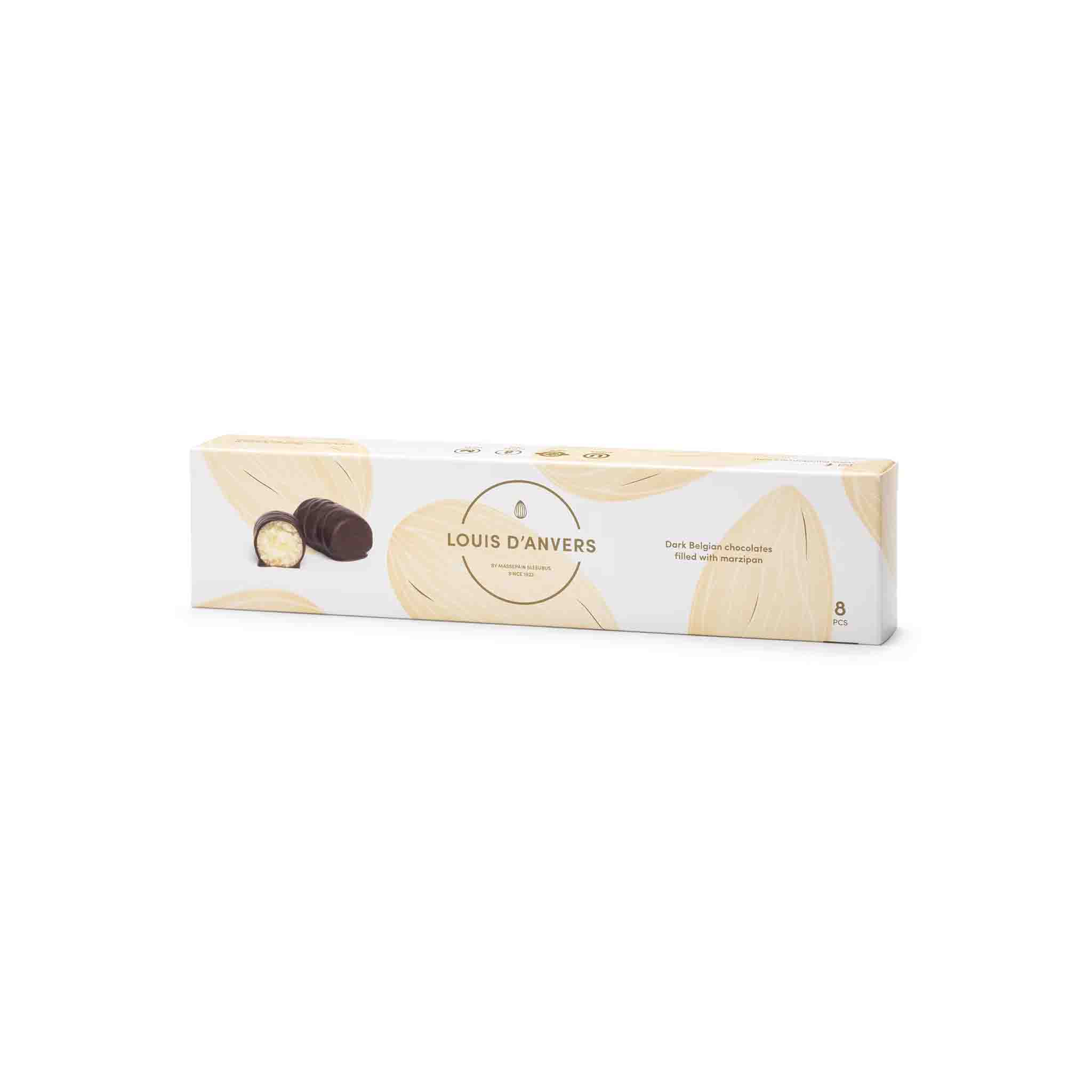 LOUIS D'ANVERS DARK CHOCOLATE MARZIPAN GIFT BOX 8PIECE 112g