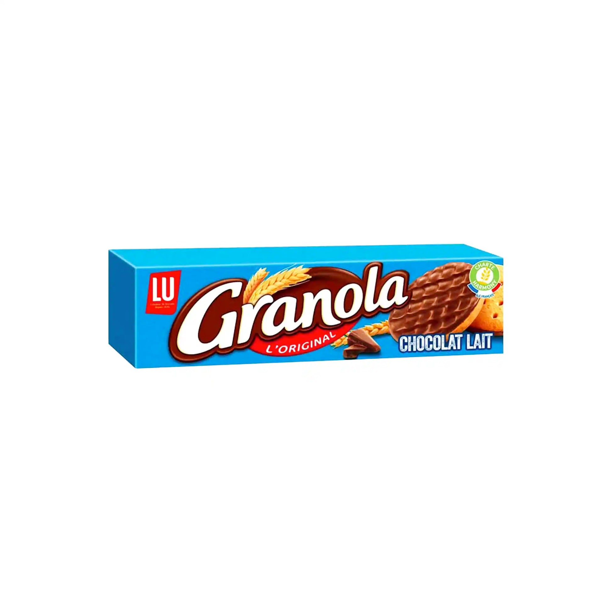 LU Granola L'Original milk chocolate biscuits 200g box with blue packaging.