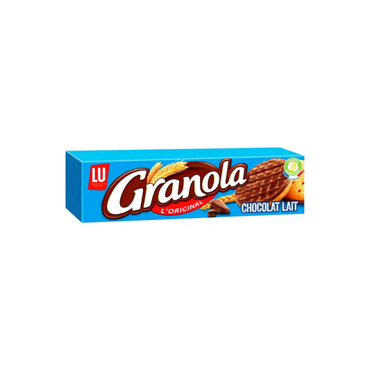 LU Granola L'Original milk chocolate biscuits 200g box with blue packaging.