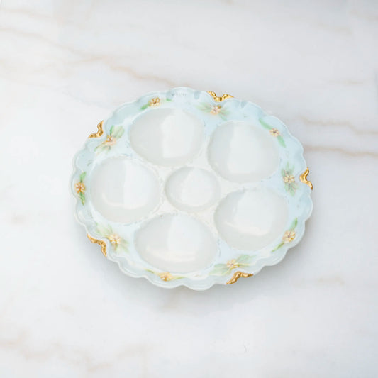 VINTAGE LIMOGES OYSTER PLATE - LIGHT BLUE