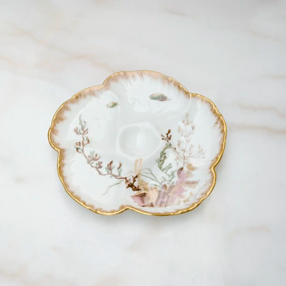 VINTAGE LIMOGES OYSTER PLATE - LIGHT PINK CONCH SHELL