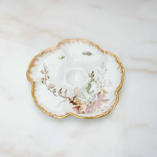 VINTAGE LIMOGES OYSTER PLATE - LIGHT PINK CONCH SHELL