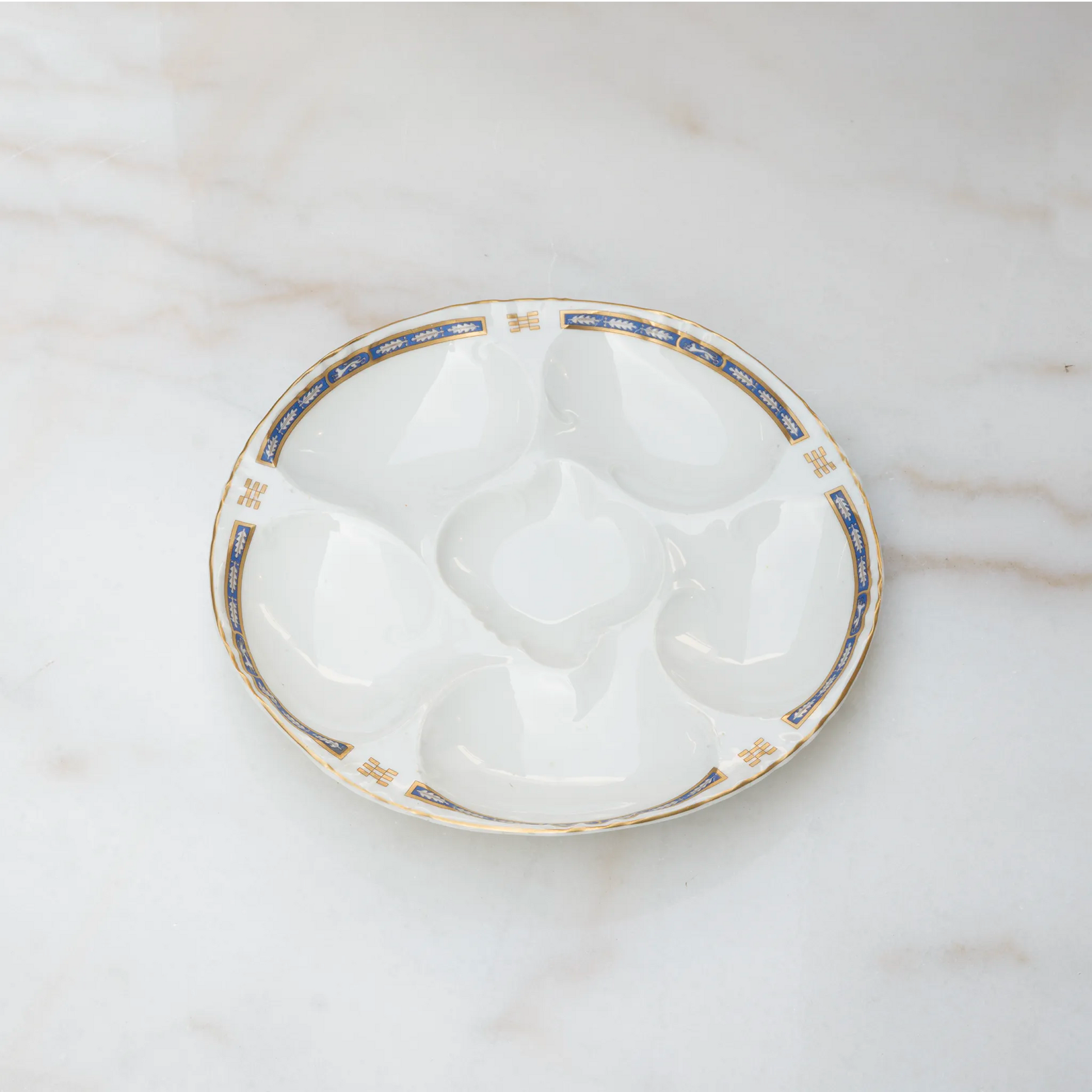Vintage 1930 Limoges porcelain oyster plate front view